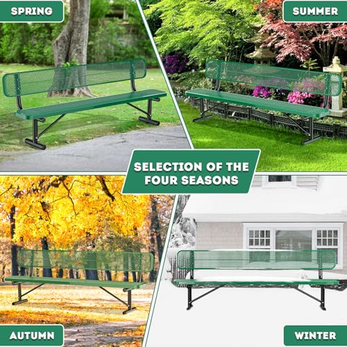 8Ft Outdoor Bench with Back Portable Frame