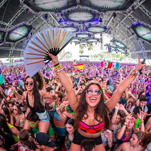 Large Holographic Folding Hand Fan for Line Dance (Fantastic)