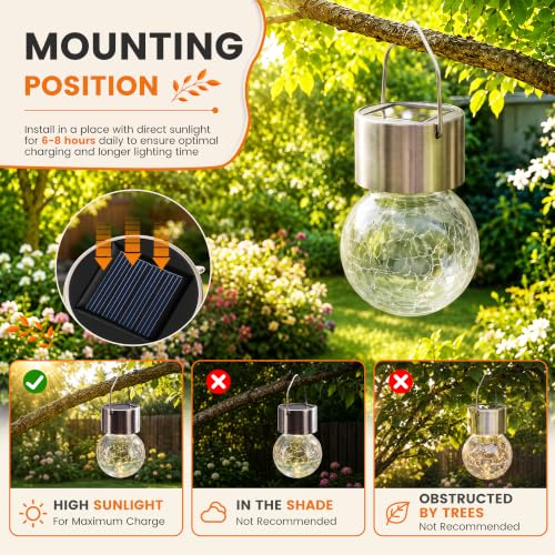 Solar Lights Outdoor Hanging Lantern Garden Decor for Outside 8 Pc (8 Count)