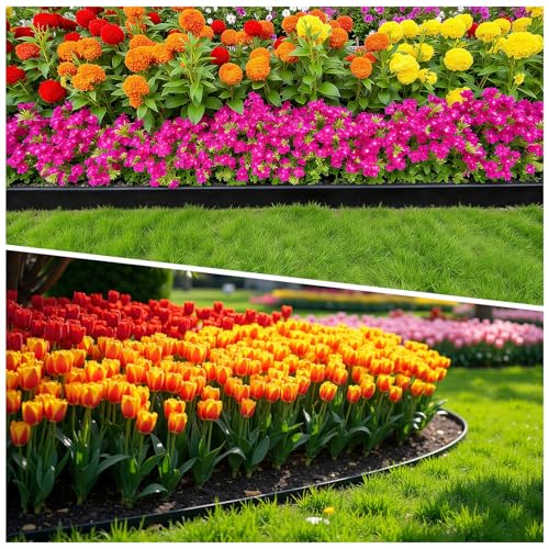 3in Tall 80ft Landscape Edging Kit with 120pcs Metal Spikes (Black / 3in*80ft)