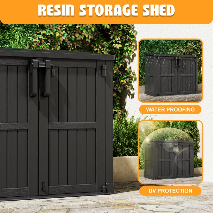 Outdoor Storage Cabinet 36 Cu Ft with Lockable Doors (Dark-Black / 30.1"×52.1"×44.3")