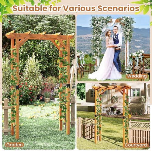7FT Wooden Garden Arbor Trellis (55''W x 85''H / Honey Brown)