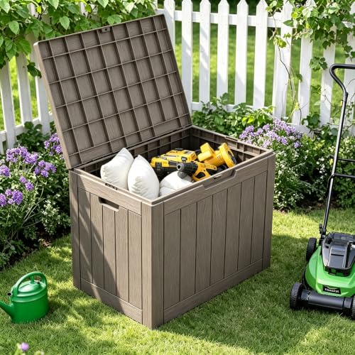 33 Gal Outdoor Storage Box Waterproof Lockable (33 Gallon / Warm Gray)