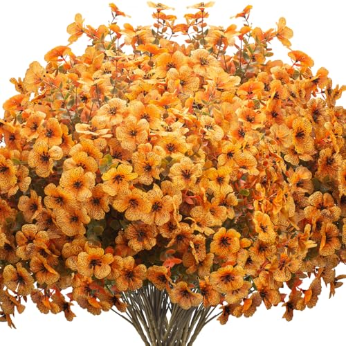 16 Bundles Artificial Fall Flowers UV Resistant Faux Greenery (16 Count)