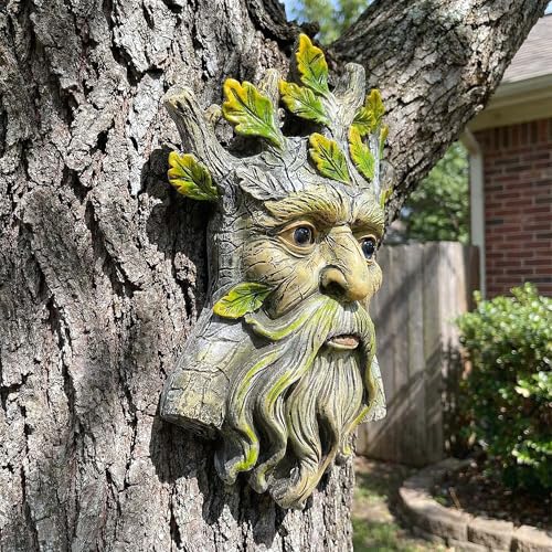 9.8" Whimsical Tree Face Sculpture (Yellow 461)