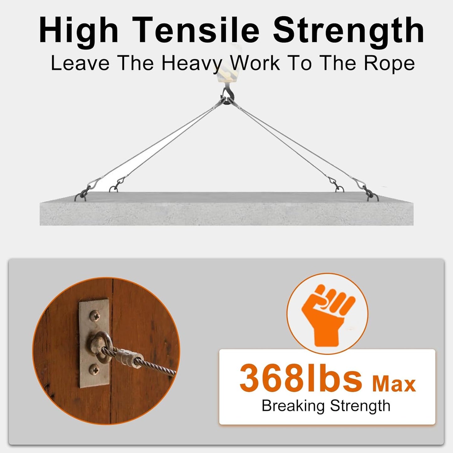 100FT 1/16" Wire Rope Kit, 7x7 Marine Stainless Steel Strand Core, T316 Strength for Hanging, Aircraft, Yard, Garden, Deck Railing, Trellis Wire with Crimping Sleeves, Thimbles, Cable Cutter