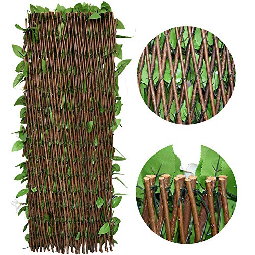 Expandable Fence Privacy Screen for Balcony Patio Outdoor (White Flower)