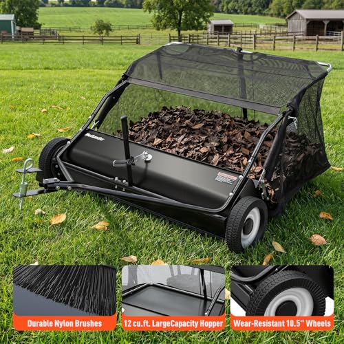 42 Inch Tow Behind Lawn Sweeper (Black)
