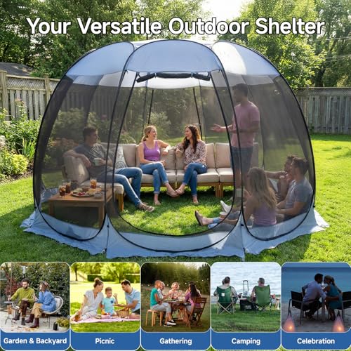 15'x15' Pop Up Screen House Tent (Charcoal Gray / 15'x15')