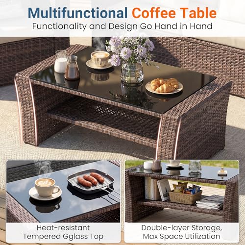 Patio Furniture Set (Brown and Beige / 4)