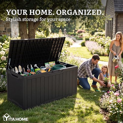 100 Gallon Large Outdoor Deck Box (Dark Black / 100 Gallon)