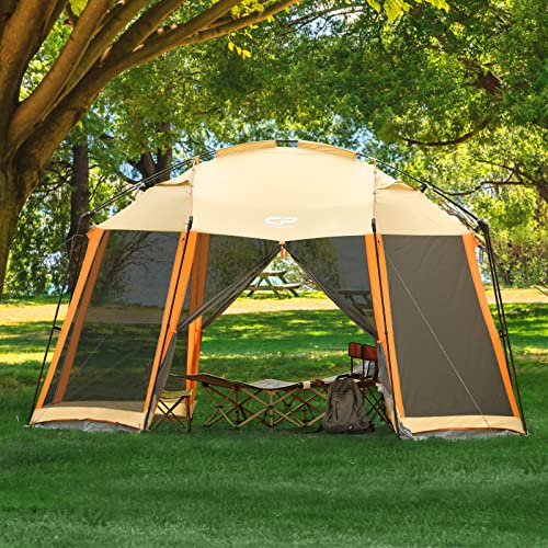 Screen House Tent 13 x 13 Ft Screened Mesh Net Wall Canopy (Beige-1 / 13'x13')