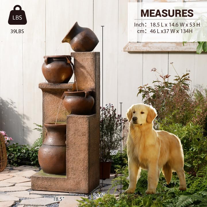 53" H Patio Water Fountain (Gold)