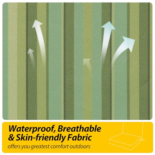 Outdoor Chair Cushions (Mossy Forest Stripe / 23.5"x25.5"x5" / 23.5"x19")