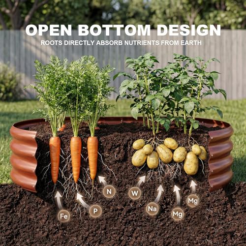 2 Pcs 6ft Metal Raised Garden Bed (6×3×1ft(2pcs） / 4-brown)