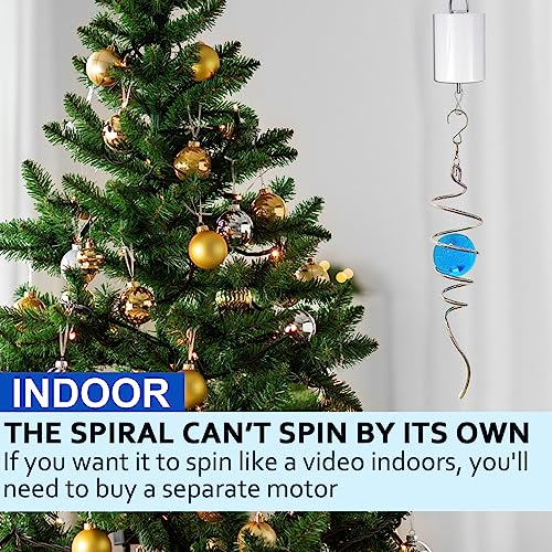 Gazing Ball Spiral Tail with Blue Glass Orb (005-blue)