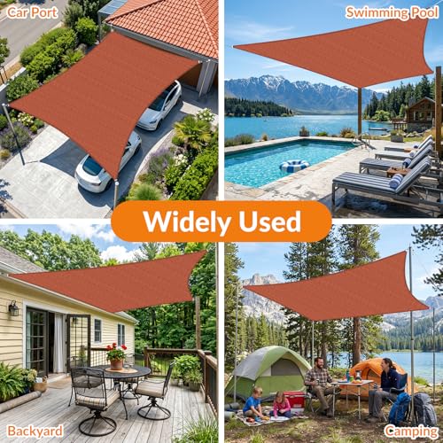 17'X18' Sun Shade Sail Rust Red Curved Square Customizable (Rust Red / 17'X18' custom)