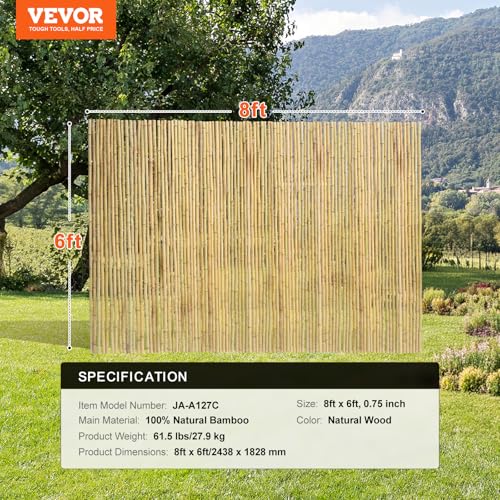 Natural Rolled Bamboo Fence (Rolled Fence / 6Ftx8Ft)