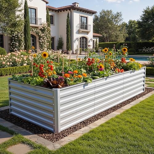 8x4x2ft Galvanized Raised Garden Bed (8x4x2ft / Silver)