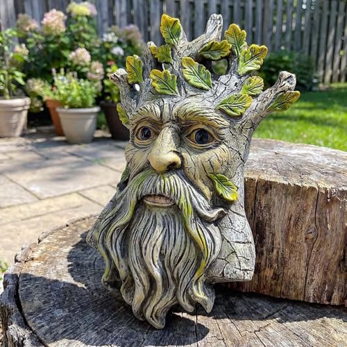 9.8" Whimsical Tree Face Sculpture (Yellow 461)