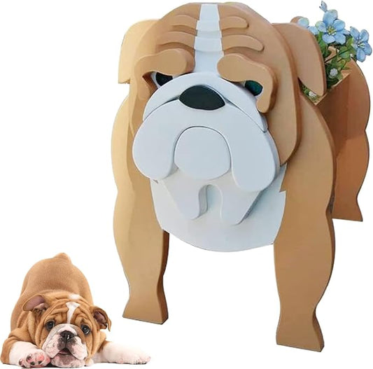 Small English Bulldog Planter Plant Pots, Animal Shaped Planter Pot, Premium Garden Succulent Plant Pots Cute Dog Design, Storage Container Dog Planters for IndoorPlants 9.8 x 6.3 inch