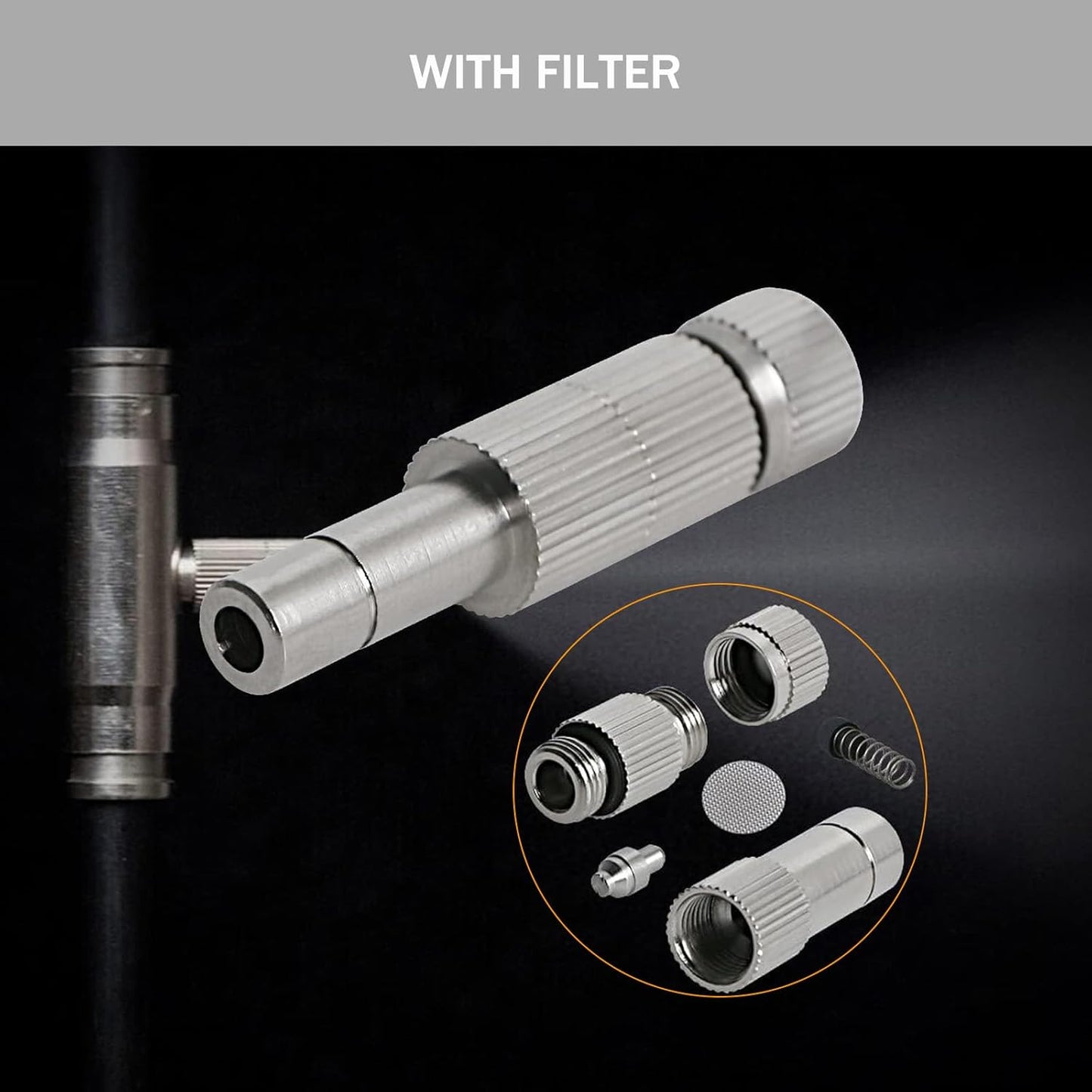 20pcs Brass Mister Nozzles, 6mm Misting Nozzles for Outdoor Cooling System, Landscaping, Air Humidification, Greenhouse Irrigation (with Filter, 0.031"/0.8mm Orifice)