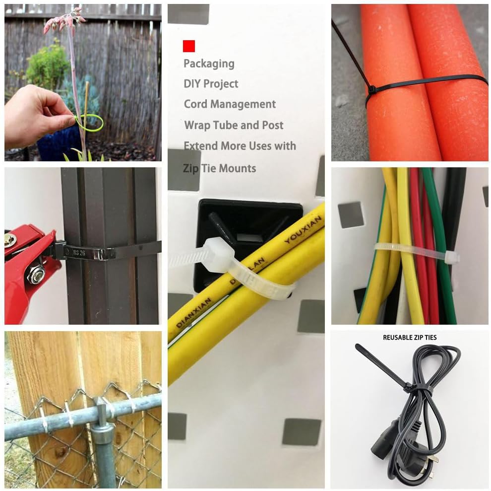 HS Plastic Zip Wire Ties Black Nylon Cable Zip Ties for Fencing Travel Outdoor Purpose, Cable Ties 14 Inch 50 LBS UV Resistant 500 Pieces