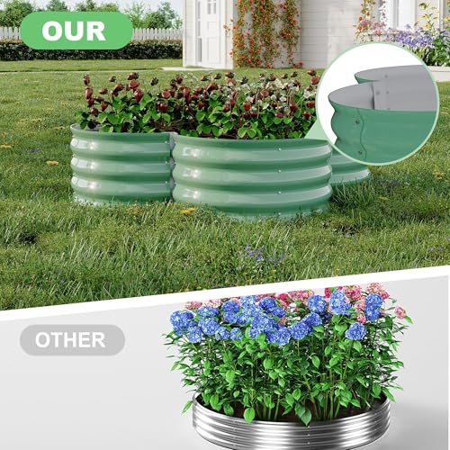 2 Pack Galvanized Raised Garden Bed (Green Petal-shaped / 4x4x1ft 2pcs)