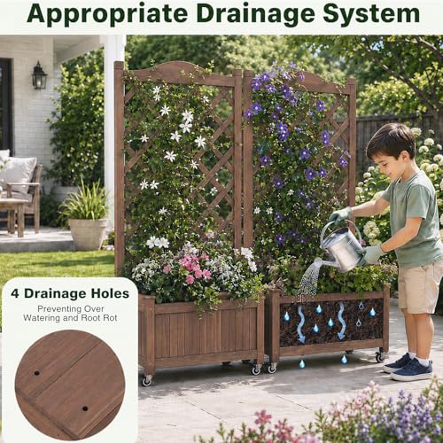 2 Pack Trellis Raised Garden Bed Trellis for Climbing Plants (Dark-brown / 49.8"H × 27.5"W × 13"D)