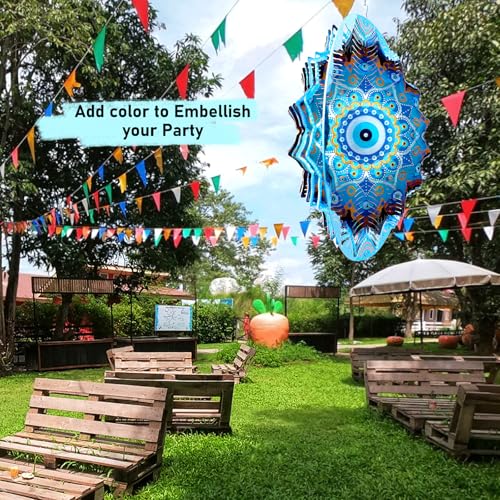 Wind Spinners Outdoor Mandala Peacock Evil Eye‌ (12in / 009-9blue)