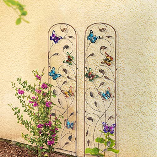 Set of 2 Butterfly Metal Garden Trellis for Climbing Plants