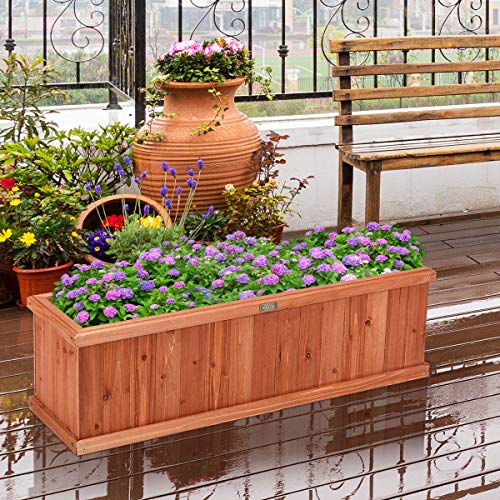 Raised Garden Bed Flower or Vegetable Planter Window Mounted Plant Box for Garden (Orange / 40"x12"x12")