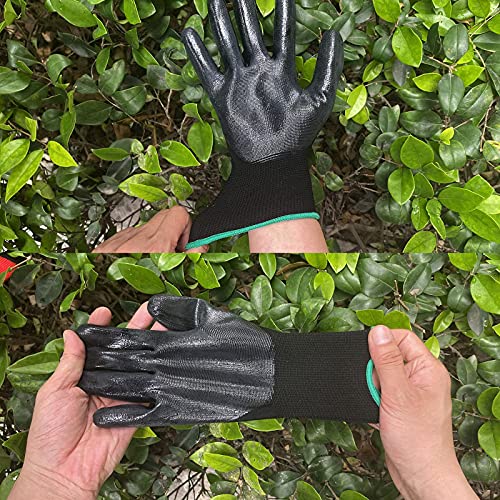 Nitrile Coated Work Gloves for Men & Women (Black / X-Large)