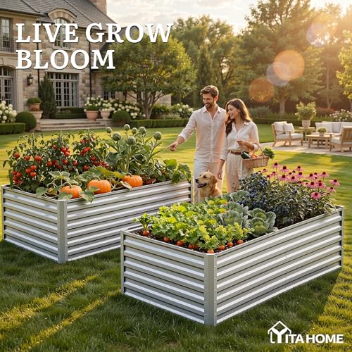 4pcs 6x3x2ft Galvanized Raised Garden Bed (6x3x2ft 4pcs / Silver)