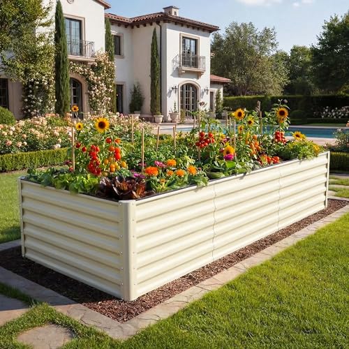 2pcs 8x4x2ft Large Raised Garden Bed Kit (Cream Yellow / 8x4x2ft 2pcs)