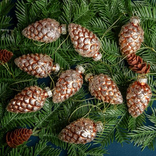 20 Pcs Christmas Pinecone Glass Hanging Ornaments (A Style / 20 Pcs)