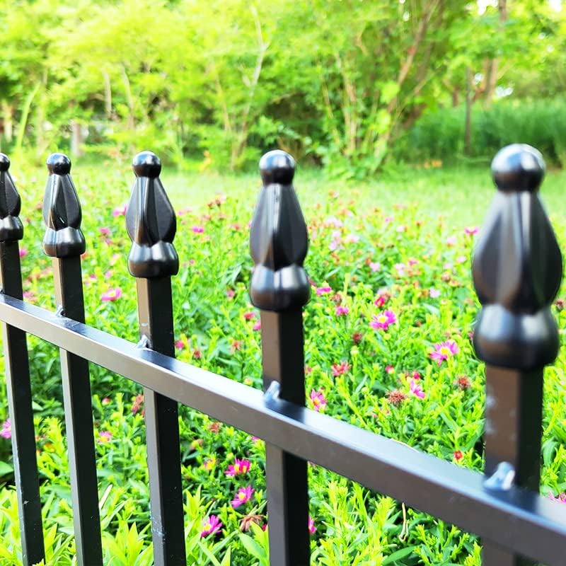 18" H x 22" W Decorative Metal Garden Border Fence (Black / 18″ H x 18.3 ft (10 Panels))