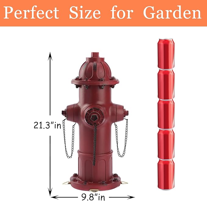 21.4" Garden Fire Hydrant Statue,Puppy Pee Post Training Tool Resin Ornaments for Dog to Peed on, Yard Lawn Backyard Decoration Firefighter Gifts for Men, Suitable of Dogs