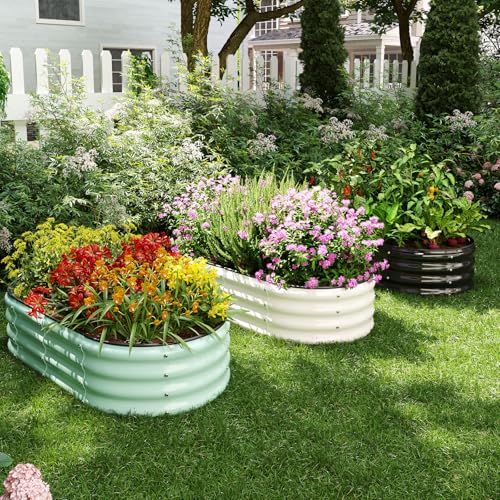 Galvanized Metal Planter Raised Garden Bed Kit for Gardening Outdoor (Black / 4x2x1FT（1pcs）)