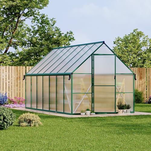 8X14FT Polycarbonate Greenhouse with Aluminum Frame (Green / 8X14FT)