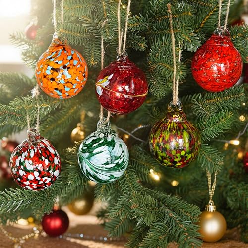6 Pack Hand Blown Glass Balls Ornaments Hanging Witches Ball Gazing Ball (Color-3)