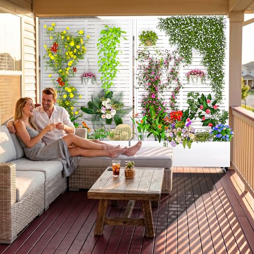 Metal Planter Box with Trellis (White-Louvered / With Planter Box)