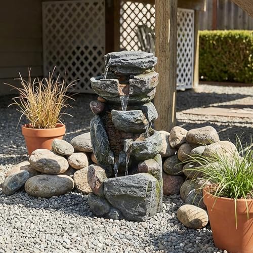 Rock Waterfall Fountain Outdoor (Grayrock31.5)
