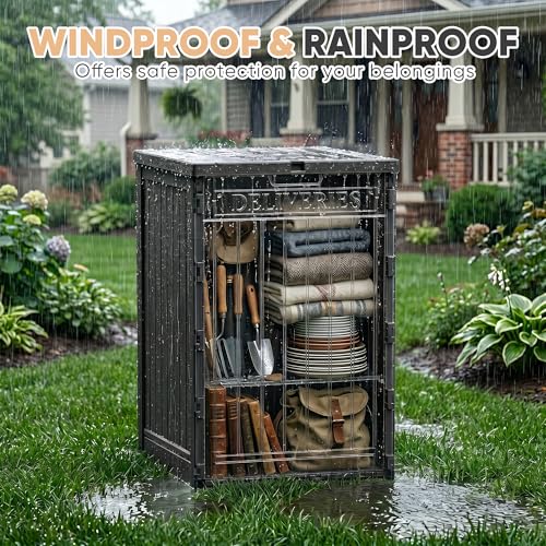56 Gal Waterproof Outdoor Storage Box UV Resistant Deck Box (Black / 56 Gallon)
