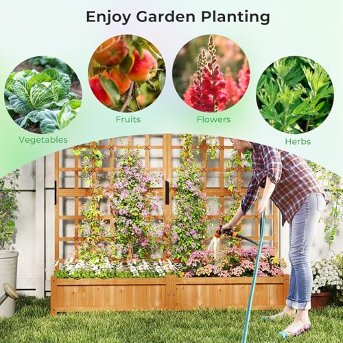 Large Raised Garden Bed with Trellis & Roof (Orange / 71"Lx19"Wx72"H)