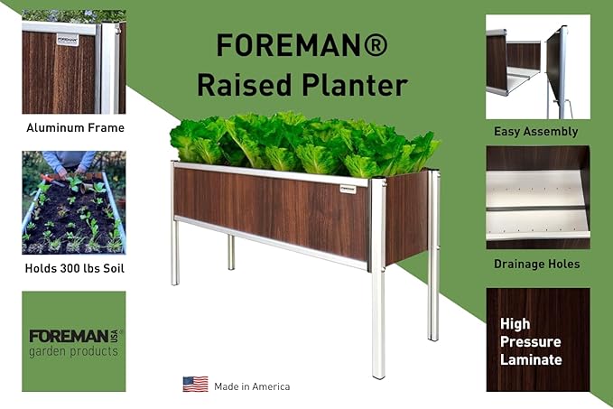 Foreman Raised Garden Bed with Legs - Outdoor Garden Box- 36" Lx12 Wx25 H Elevated Planter Box for Backyard Patio Balcony, Tosca