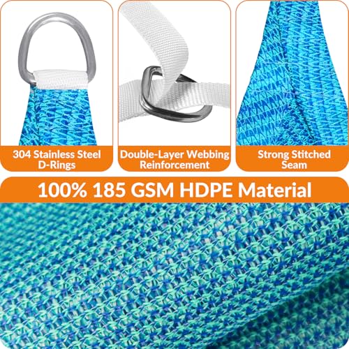 19'X19' Sun Shade Sail Turquoise Mix Curved Square Customizable (Turquoise Mix / 19'X19' custom)