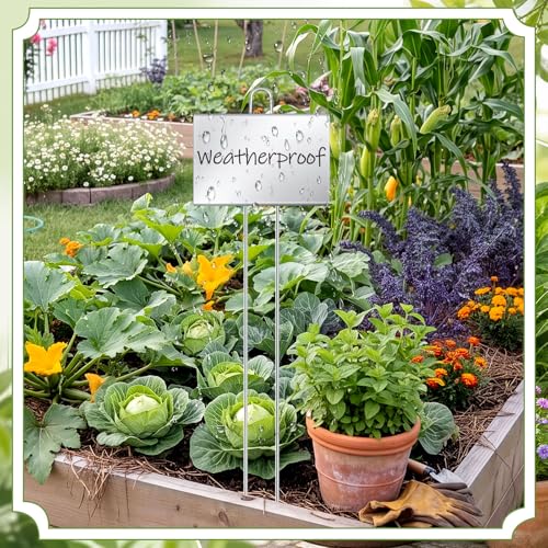 12 Pcs Large Plant Marker (4'' X 6'' with 21'' Stake / Silver)