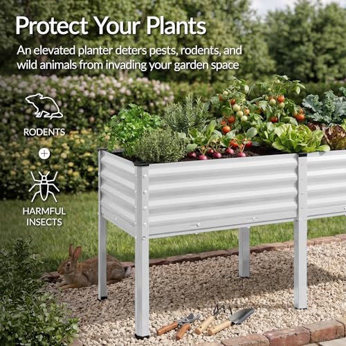 72x24x30in Non Toxic Galvanized Raised Garden Bed (72x24x30in / White)