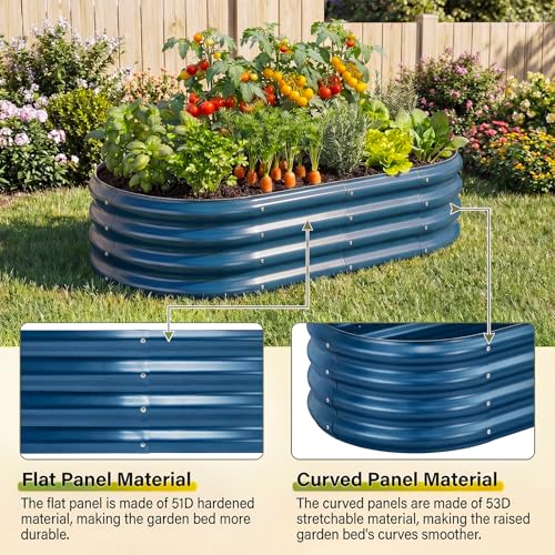 2Pcs 8ft Galvanized Steel Raised Garden Bed (8×4×1ft(2pcs） / 5-blue)